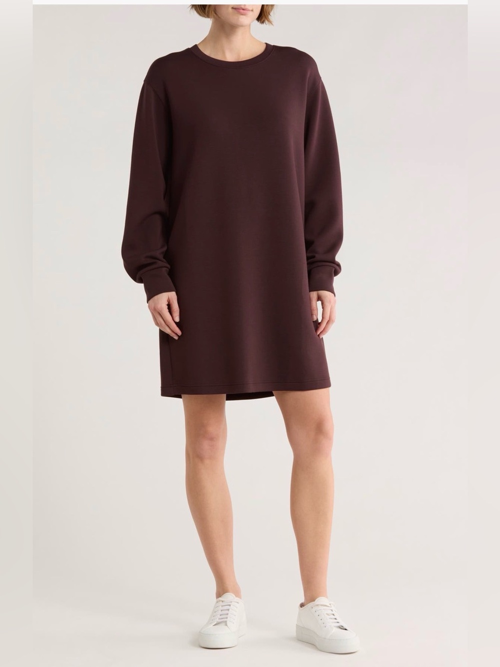 SPANX Air Essentials Crewneck Mini Dress in Deep Brown